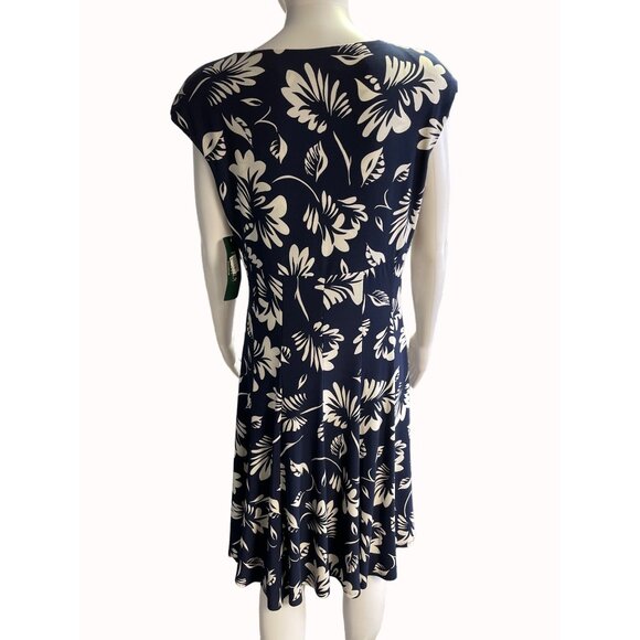 Lauren Ralph Lauren Women's Blue Tropical Leaf Sleeveless Dress SIze 10 SKU 4400 - Picture 3 of 6